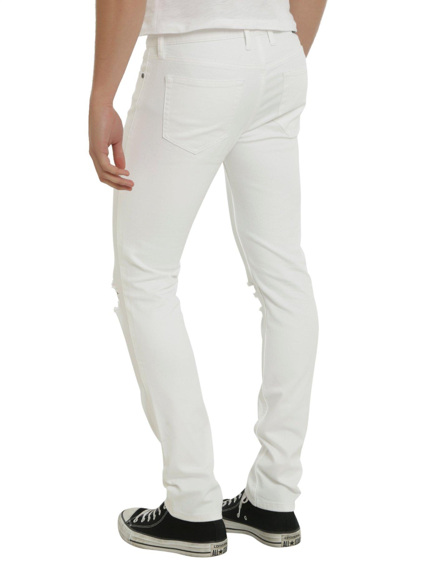 XXX RUDE White Destructed Skinny Jeans, , alternate