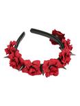 Red Rose & Black Spike Headband, , alternate