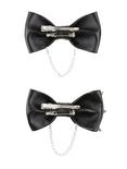 Blackheart Black Faux Leather Spiked Hair Bow 2 Pack, , alternate