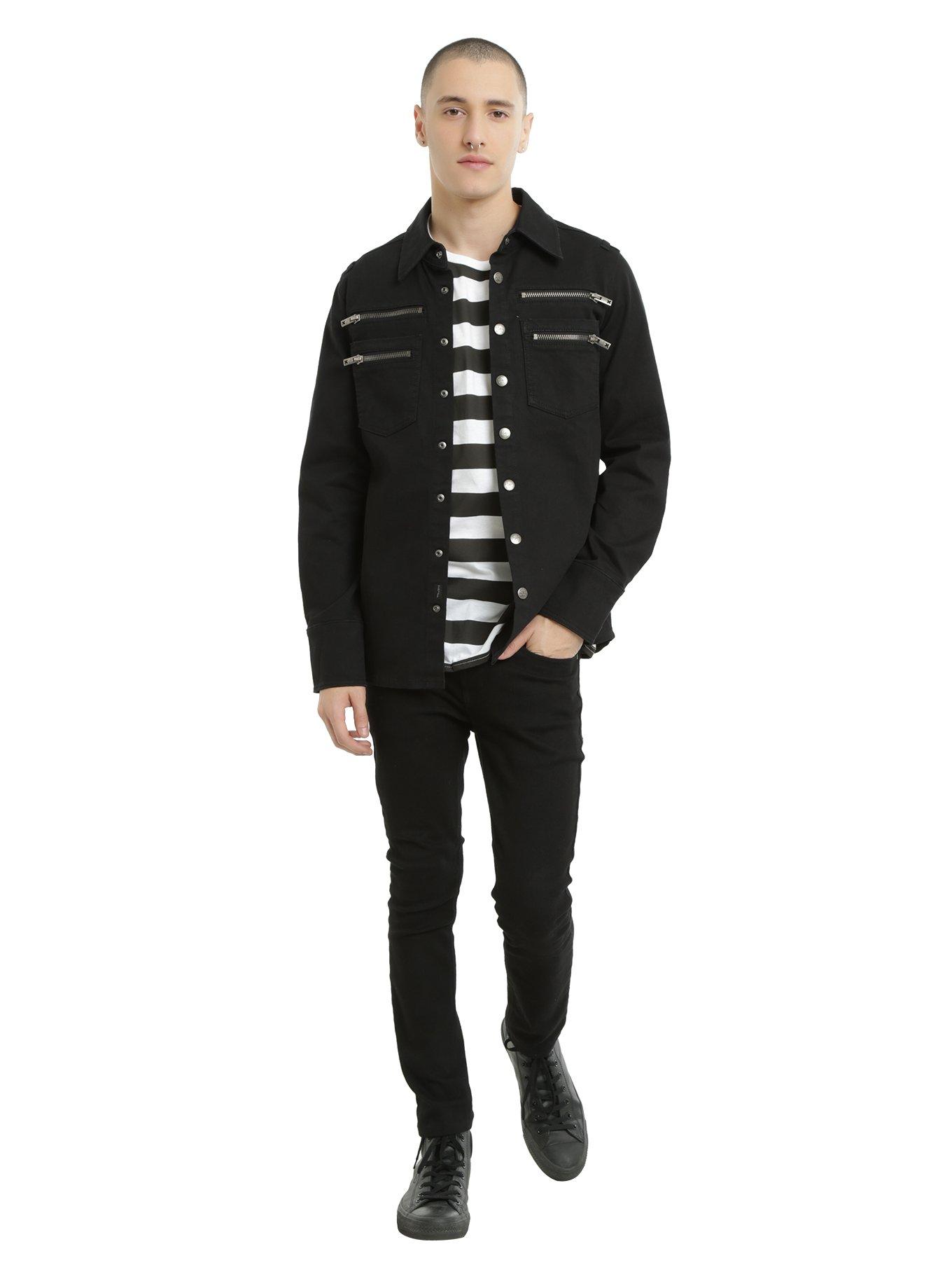 TRIPP Black Double Zip Over Shirt, , alternate