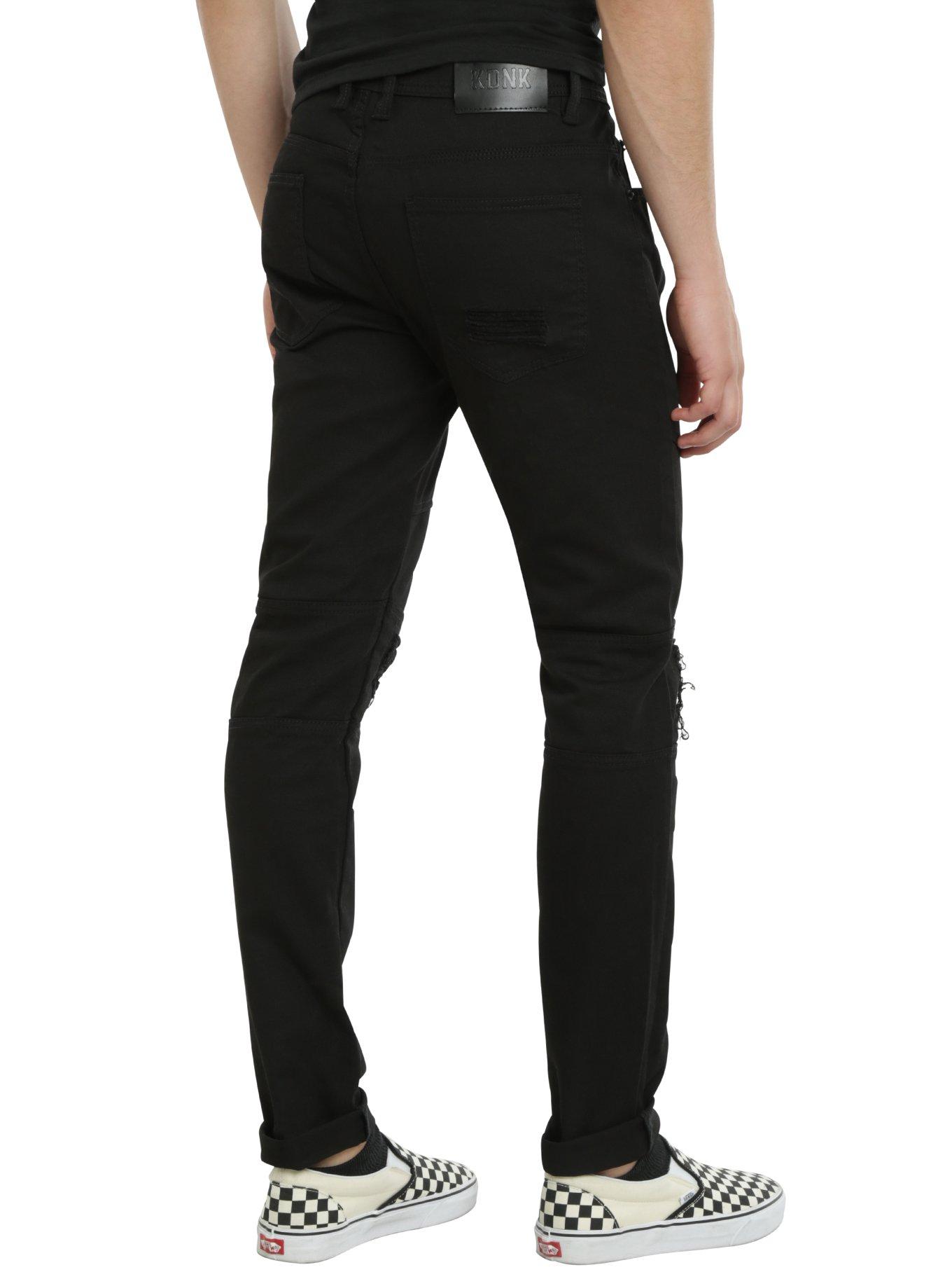 KDNK Black Distressed Knee Skinny Jeans, , alternate