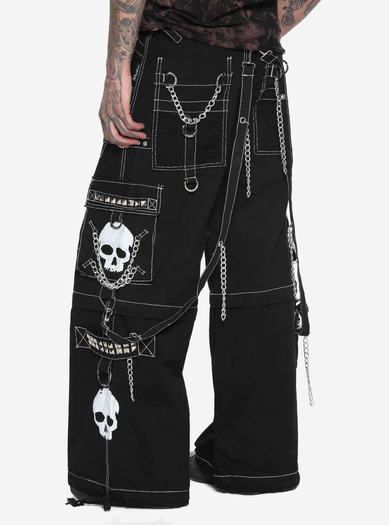 Tripp Black & White Super Skull Chain Zip-Off Pants