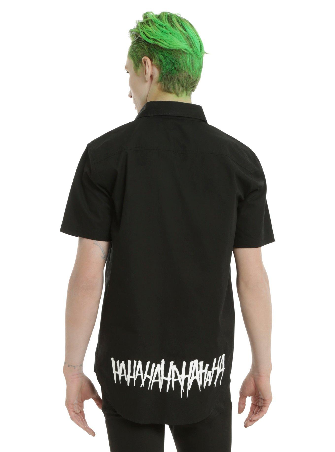 DC Comics Suicide Squad The Joker Card Short-Sleeved Woven Button-Up, , alternate