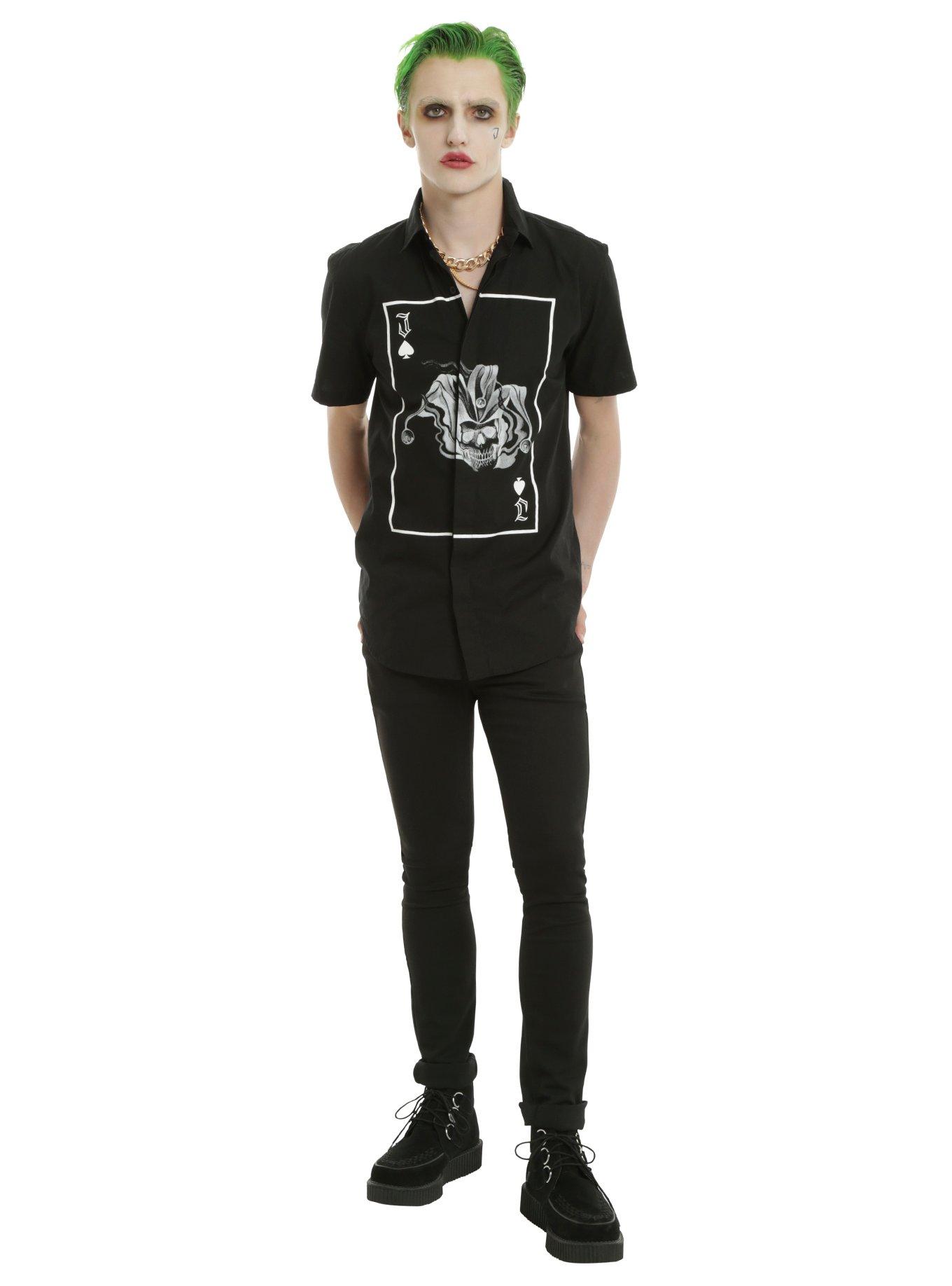 DC Comics Suicide Squad The Joker Card Short-Sleeved Woven Button-Up, , alternate