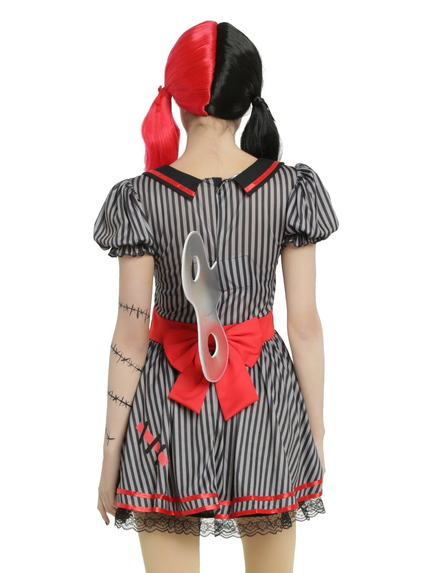 Black & Grey Striped Wind-Up Doll Costume, , alternate