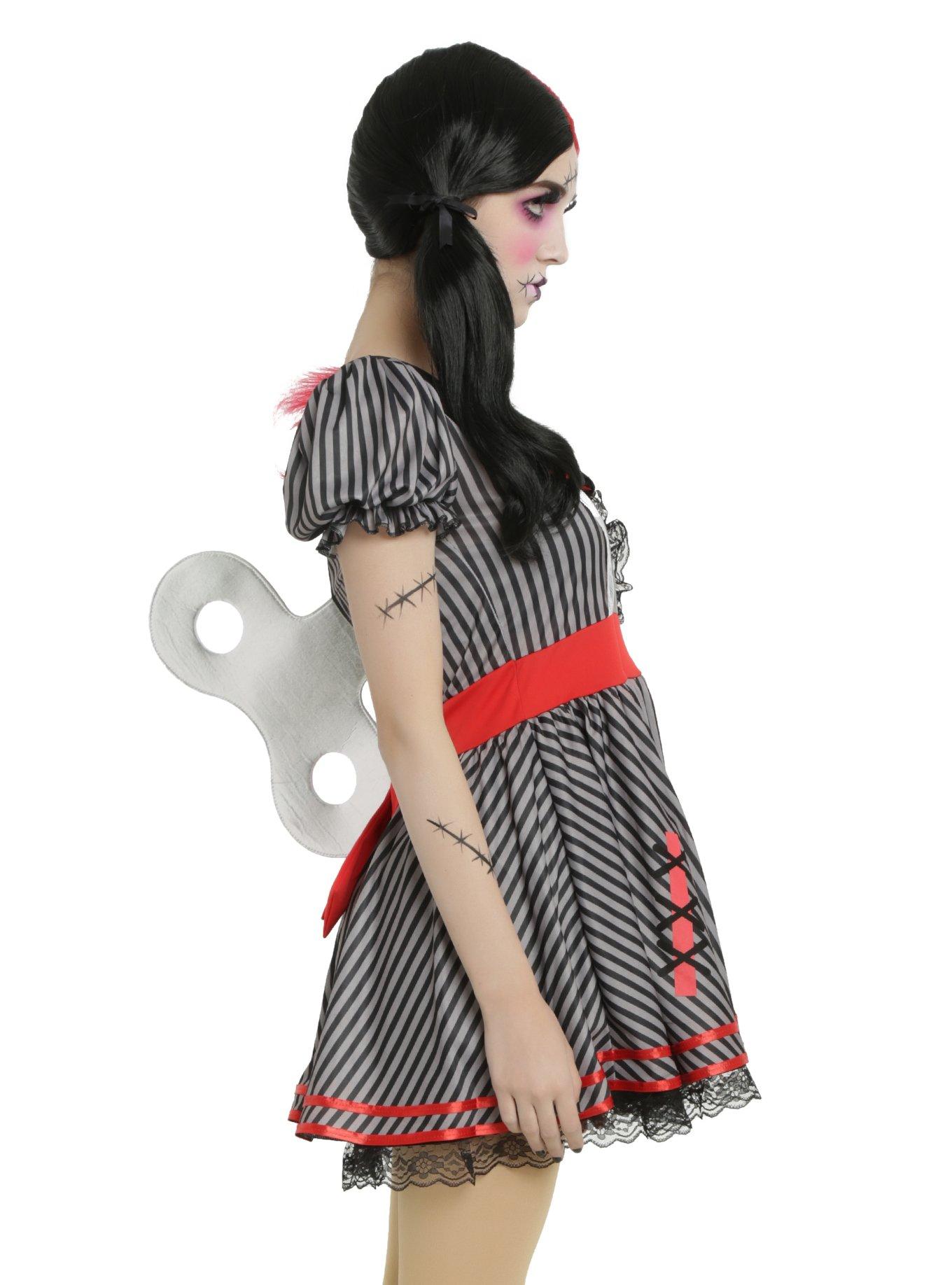 Black & Grey Striped Wind-Up Doll Costume, , alternate