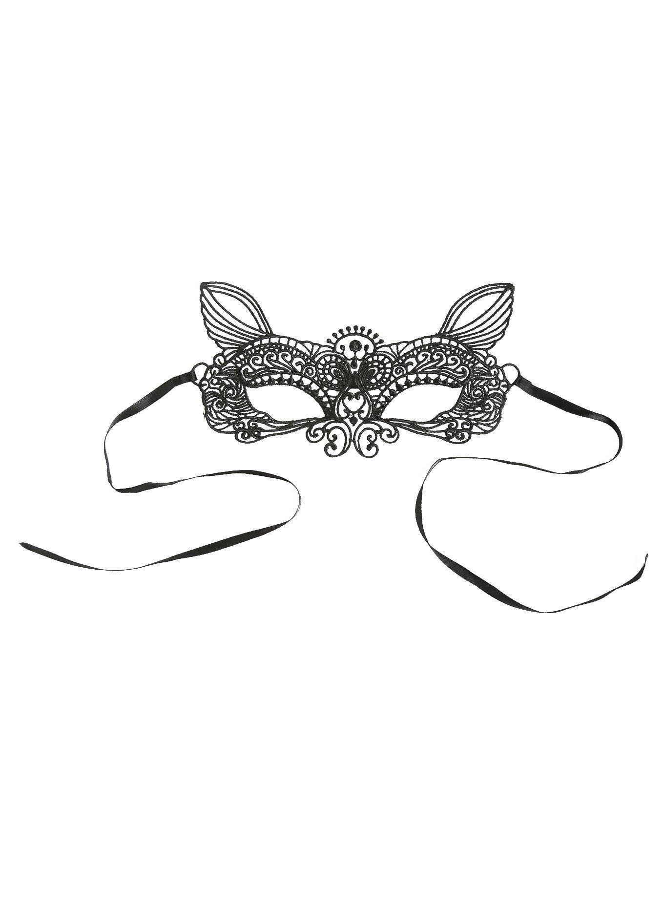 Black Cat Masquerade Mask, , alternate