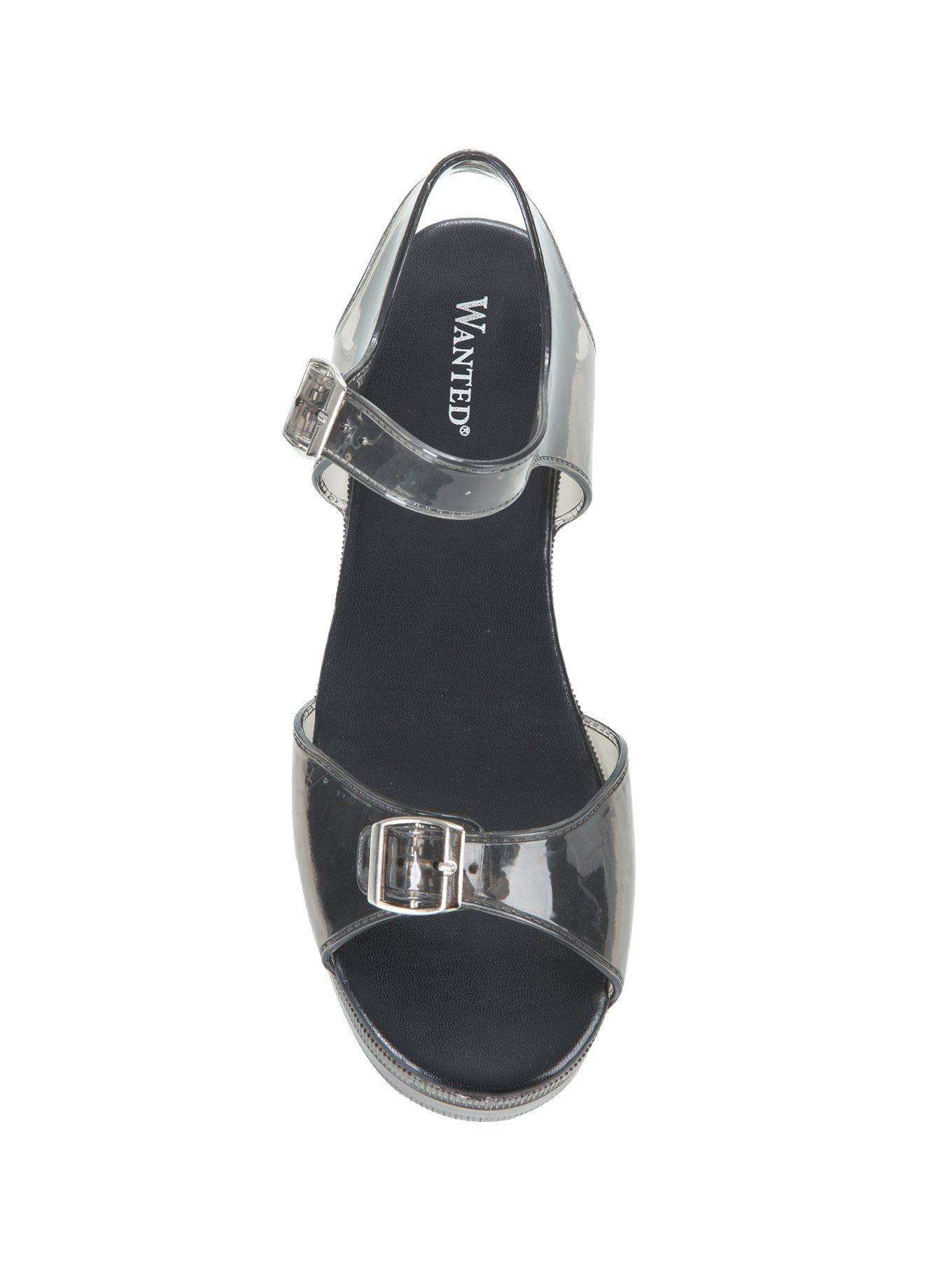 Smoke Jelly Flatform Buckle Sandals, , alternate