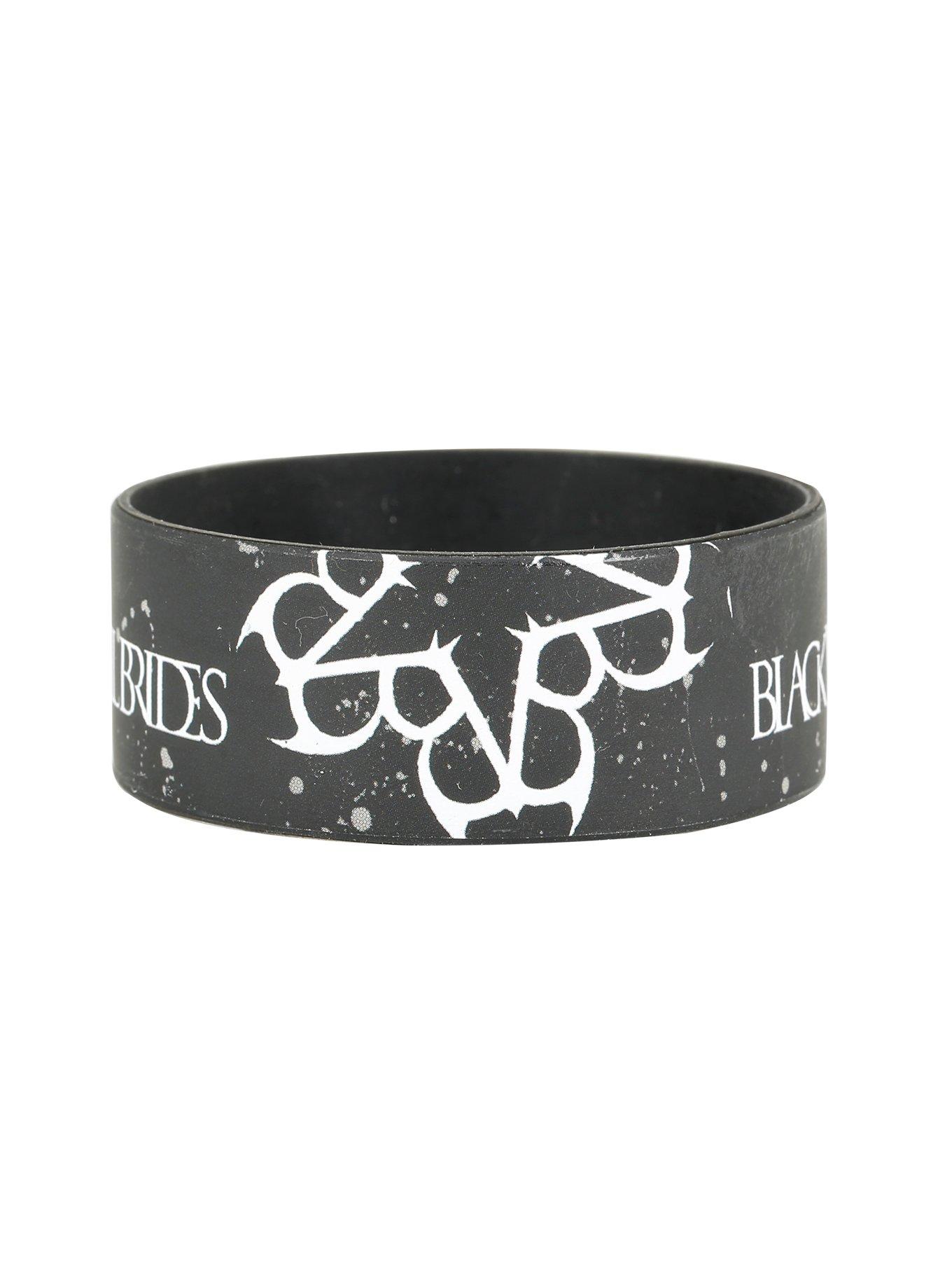 Black Rubber Bracelet Splatter Logo Print Rubber Bracelet, , alternate