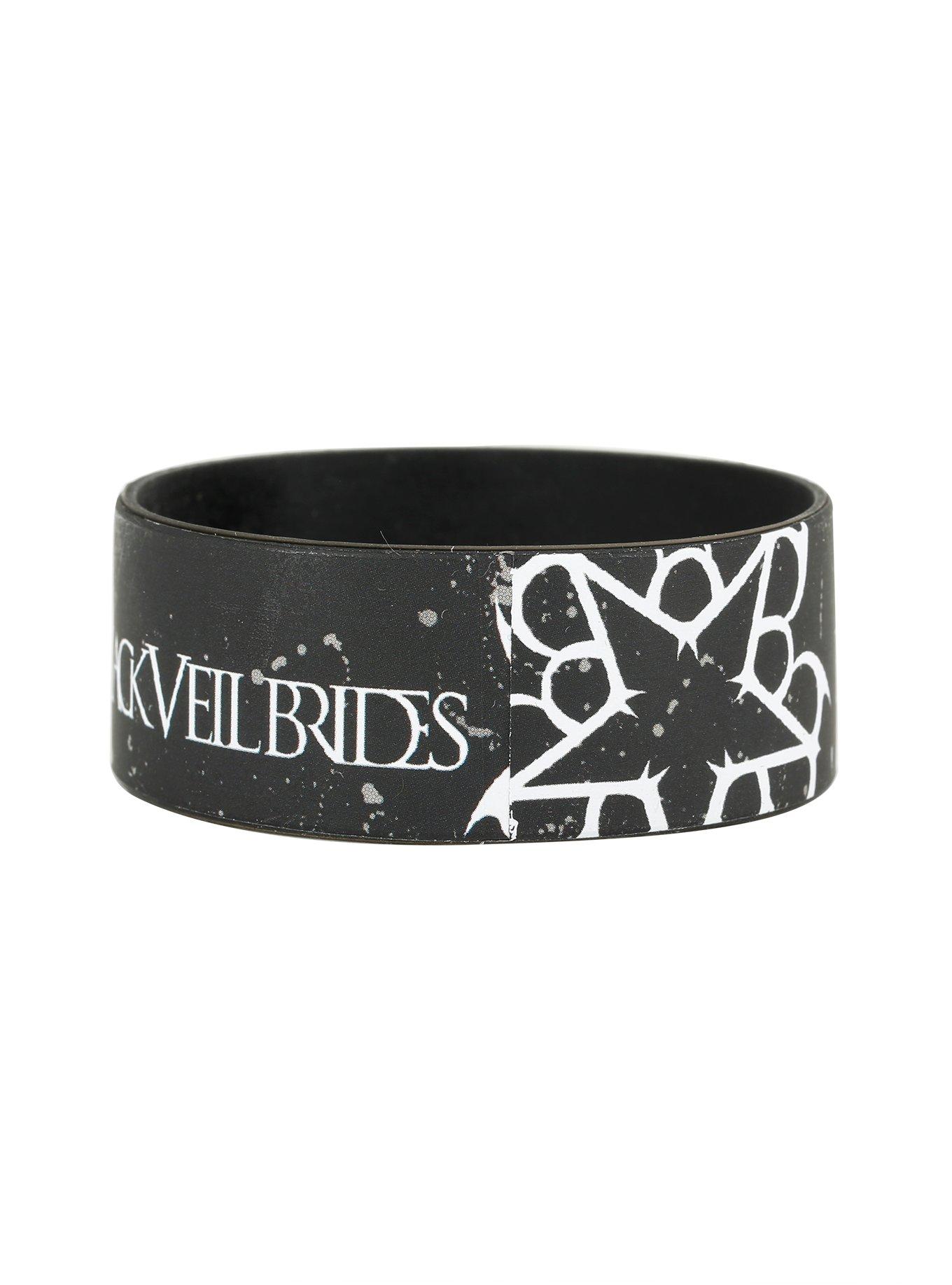 Black Rubber Bracelet Splatter Logo Print Rubber Bracelet, , alternate