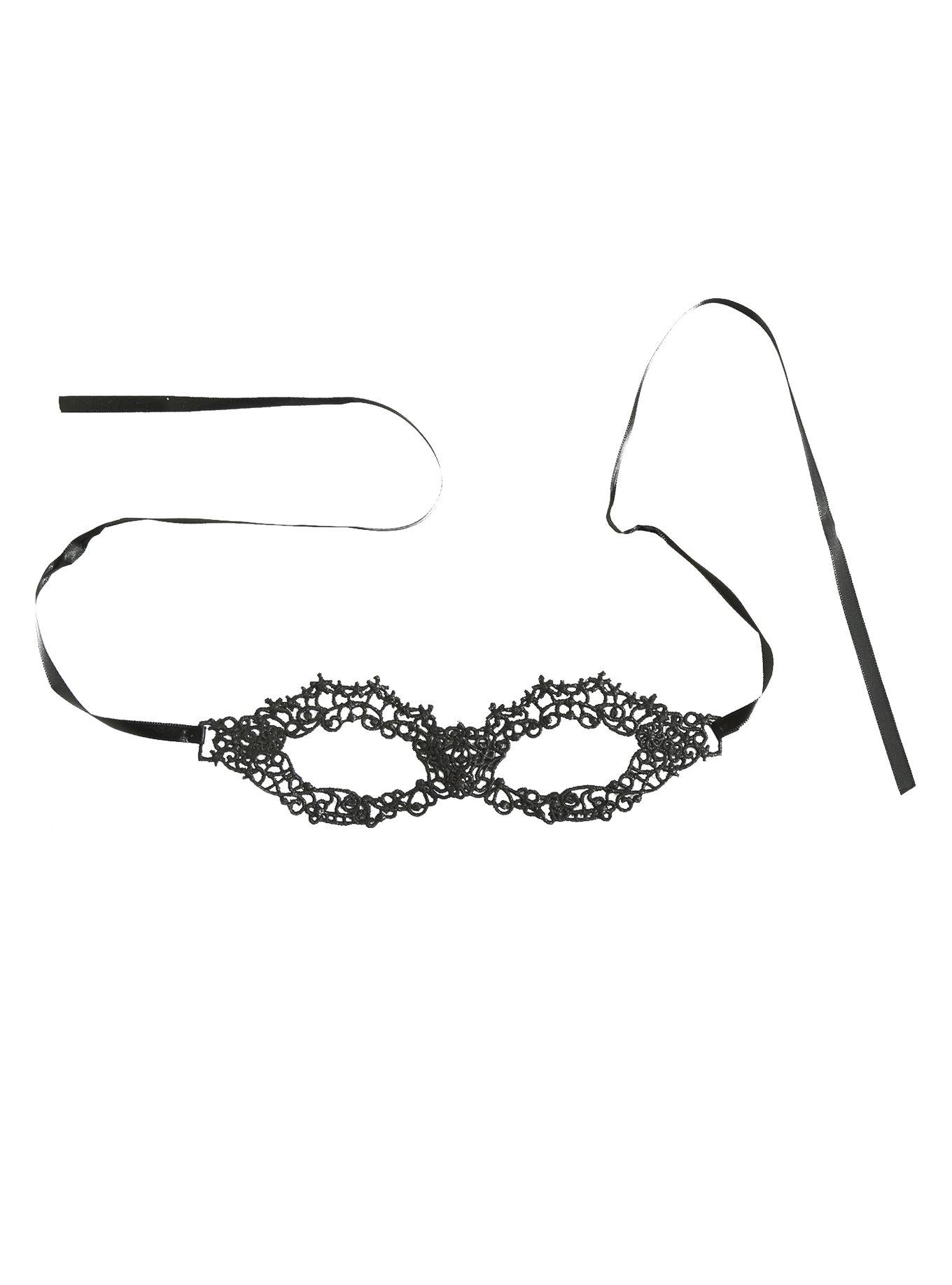 Black Lace Masquerade Mask, , alternate