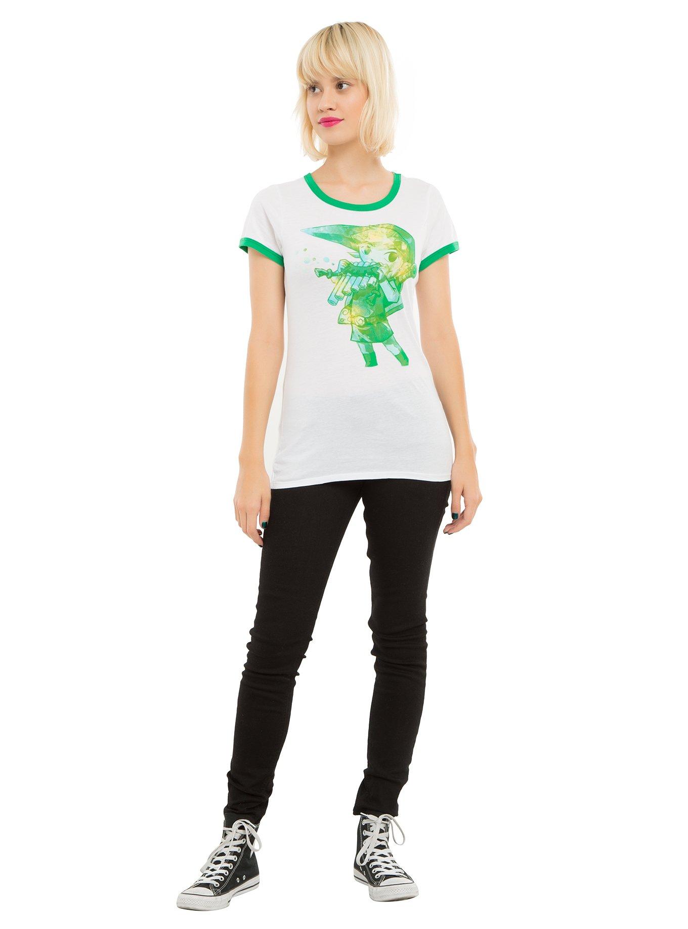 The Legend Of Zelda Link Spirit Flute Girls Ringer T-Shirt , , alternate