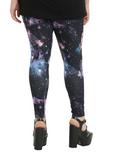 Blackheart Pink & Blue Galaxy Print Leggings Plus Size, , alternate