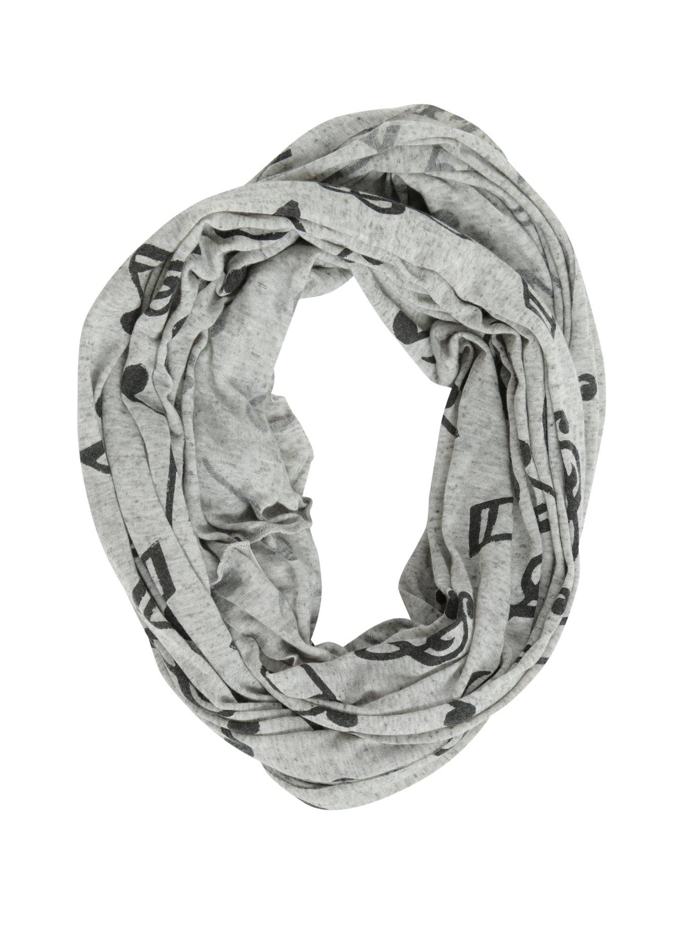 Grey Music Note Infinity Scarf, , alternate