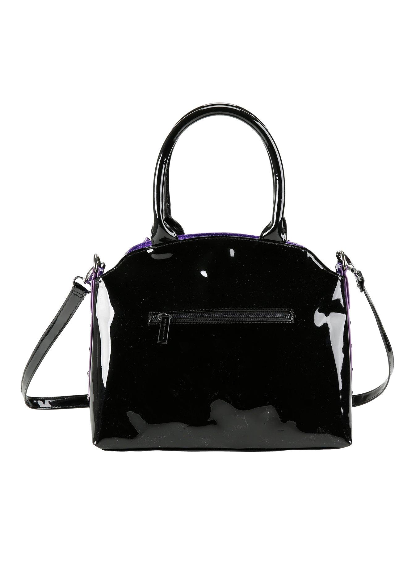 Rock Rebel Bride Of Frankenstein Glitter Purple Satchel Bag, , alternate