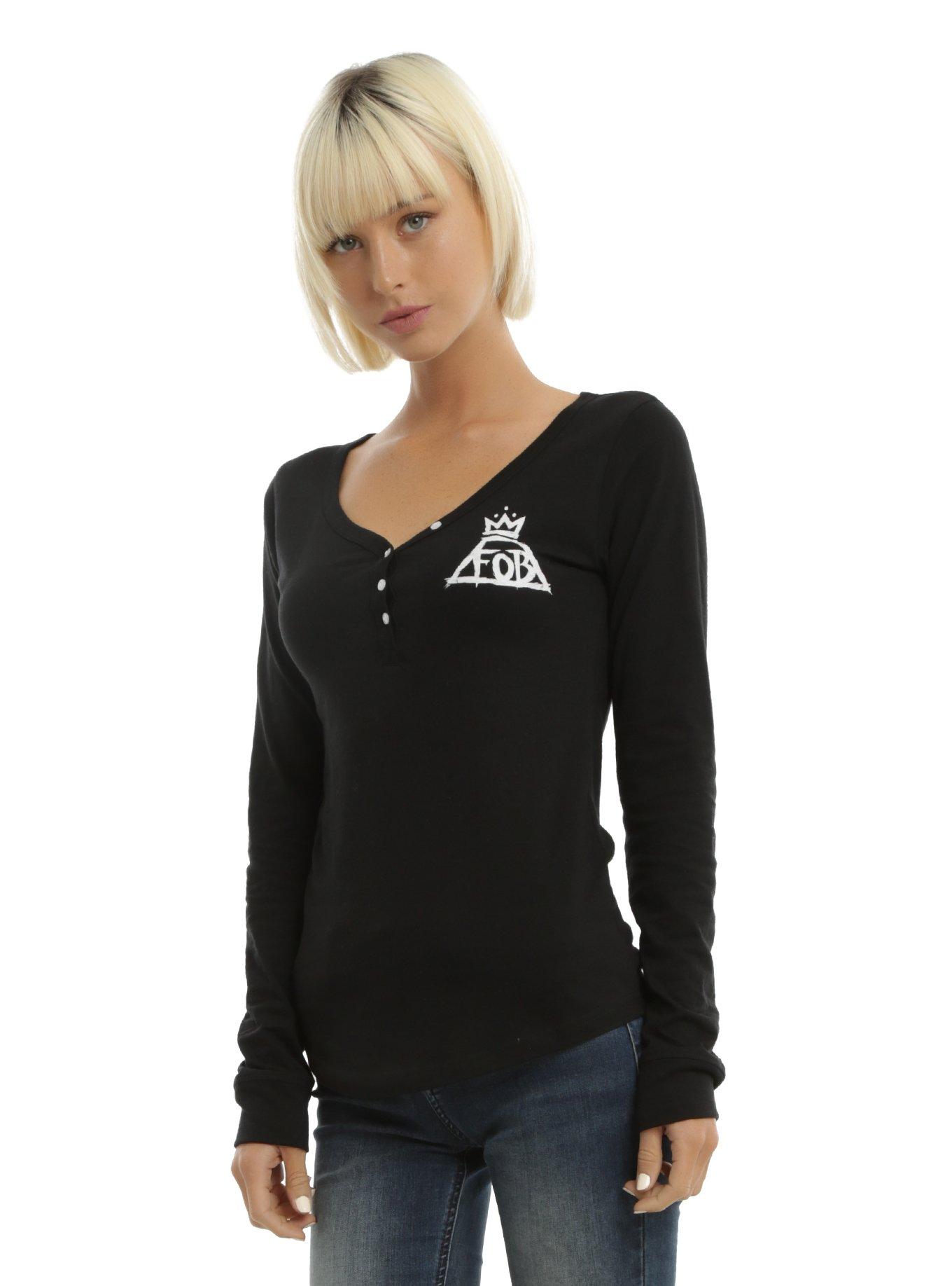 Fall Out Boy Skull Girls Long-Sleeve Henley, , alternate