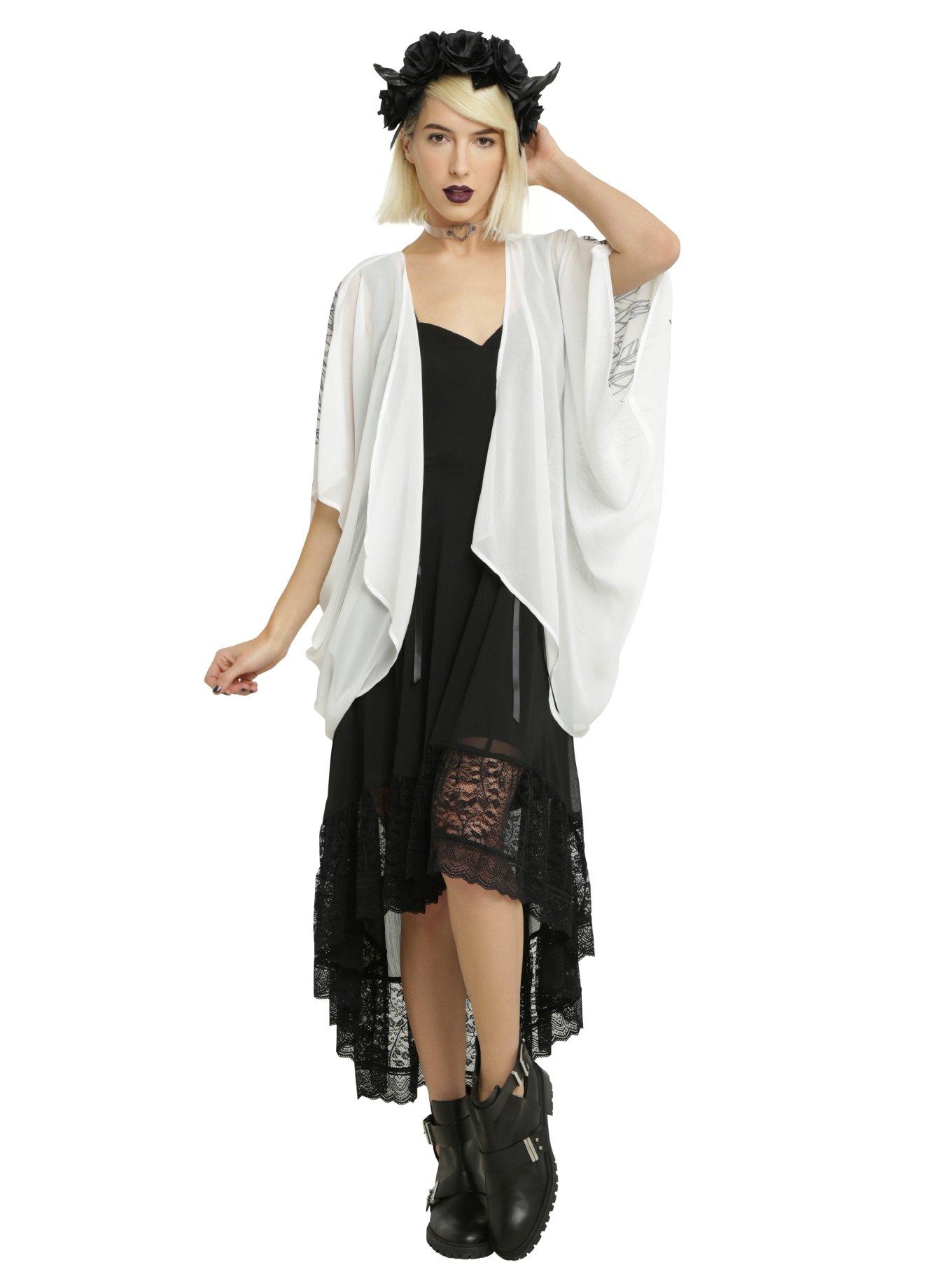 Ivory Wing Back Cocoon Kimono, , alternate