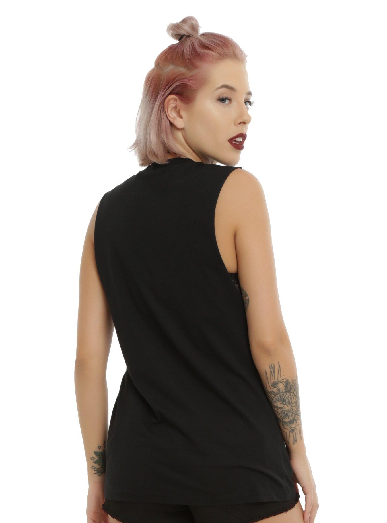 Halsey Skeleton Hand Flowers Girls Muscle Top, , alternate