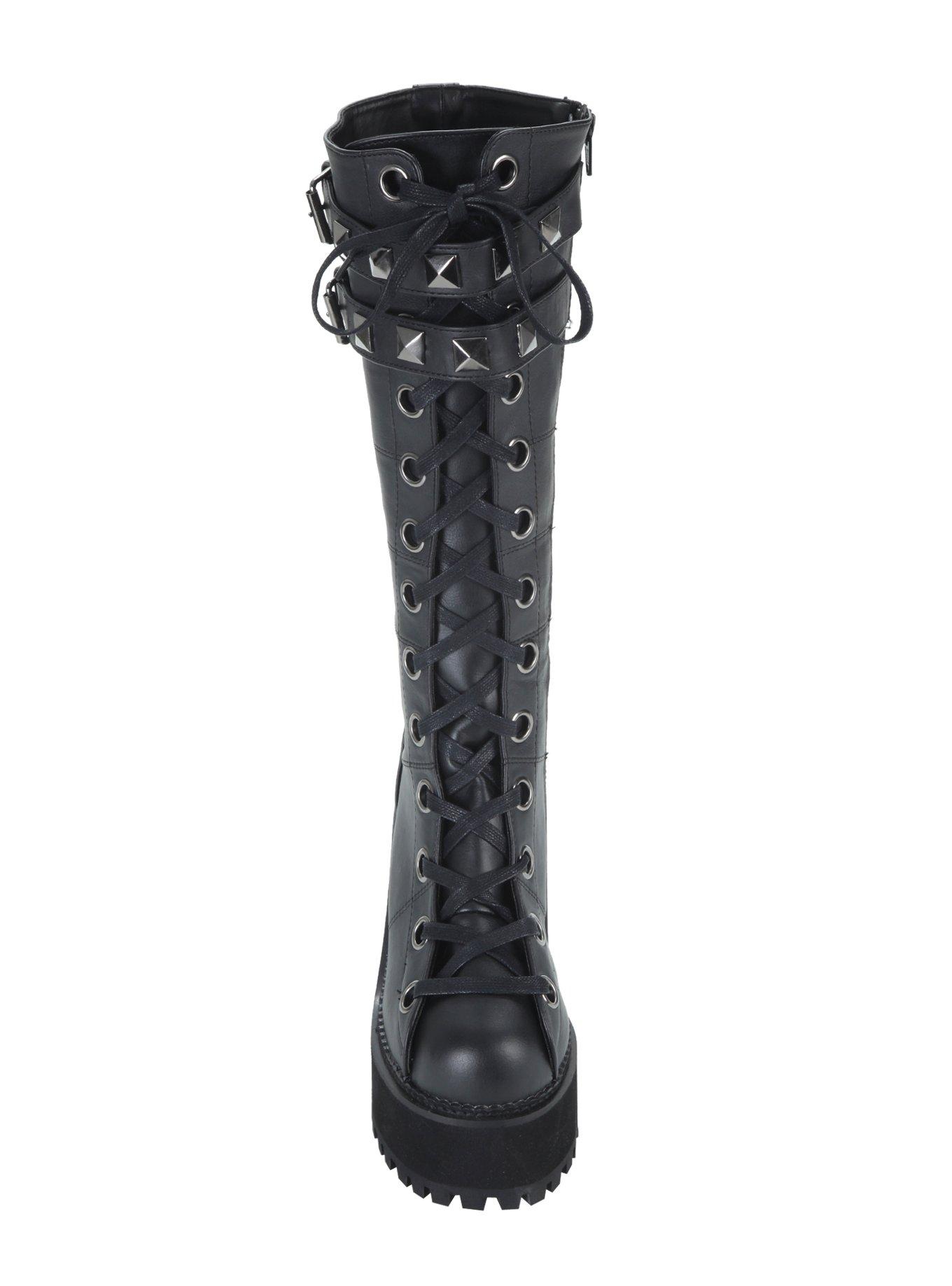 Demonia By Pleaser Assault Stud Strap Platform Boots, , alternate