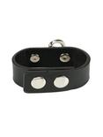 Black Heart Charm D-Ring Faux Leather Cuff Bracelet, , alternate