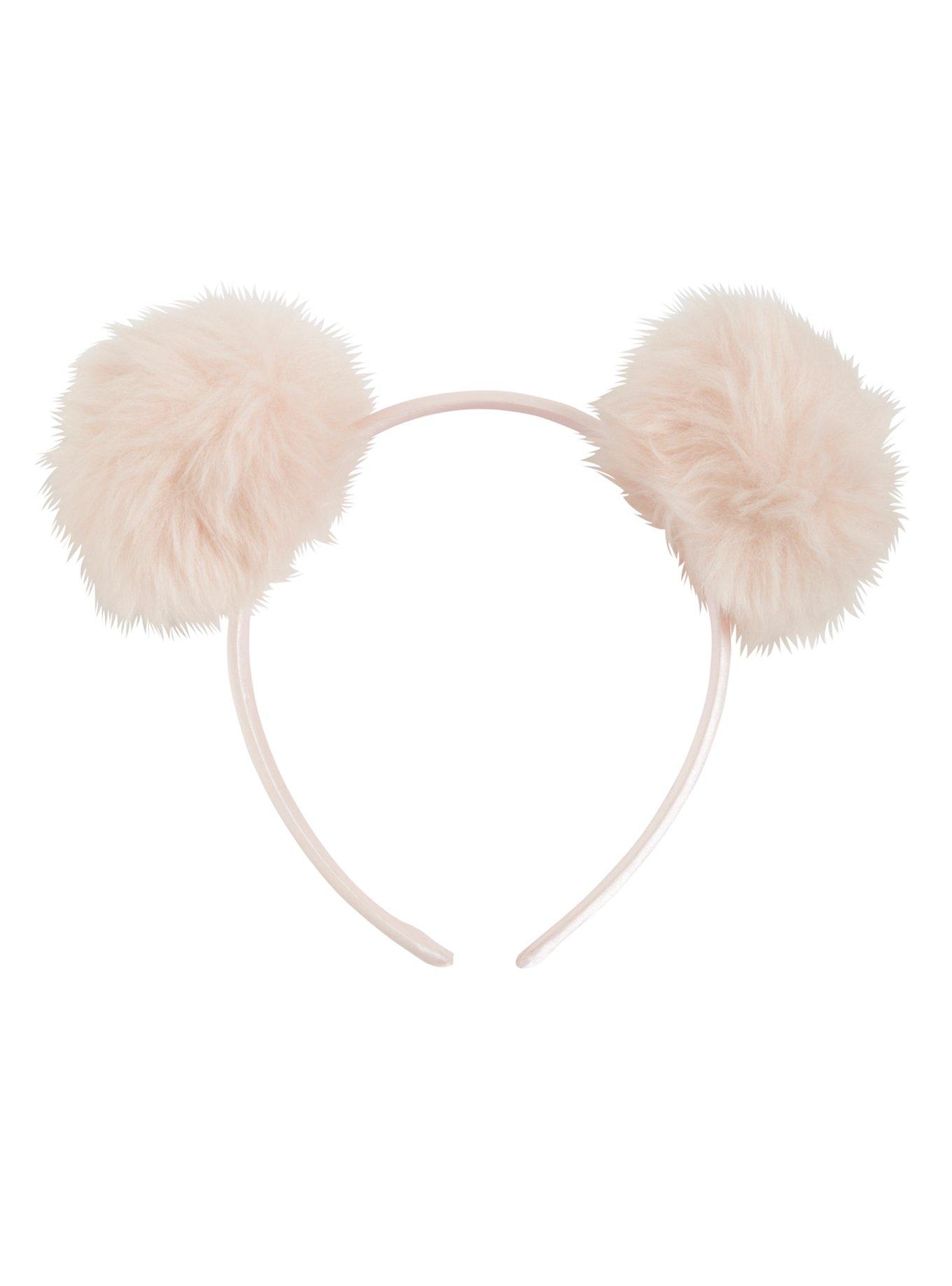 Light Pink Fluffy Pom Pom Headband, , alternate