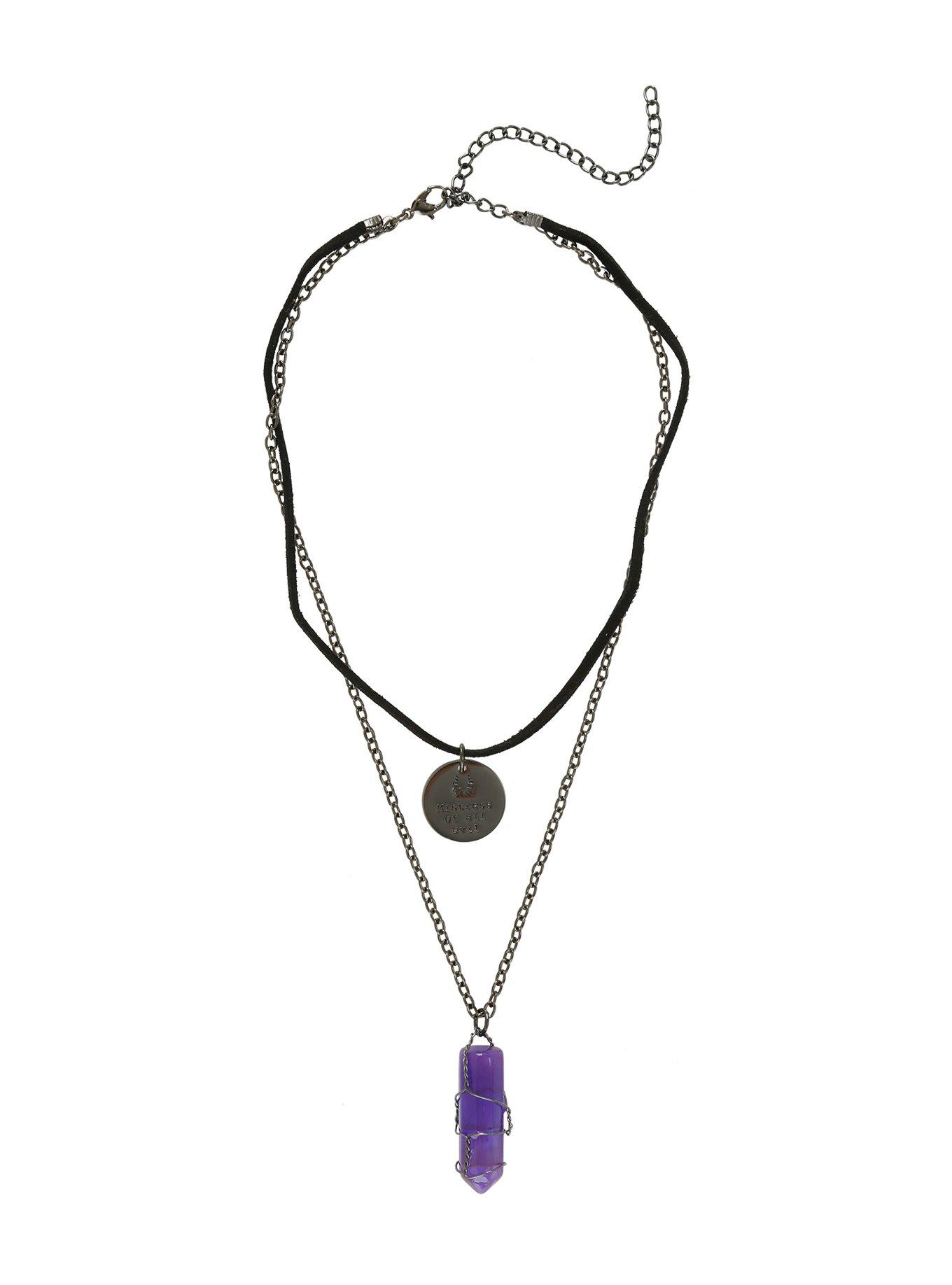 Disney Sleeping Beauty Maleficent Evil Crystal Layered Necklace, , alternate