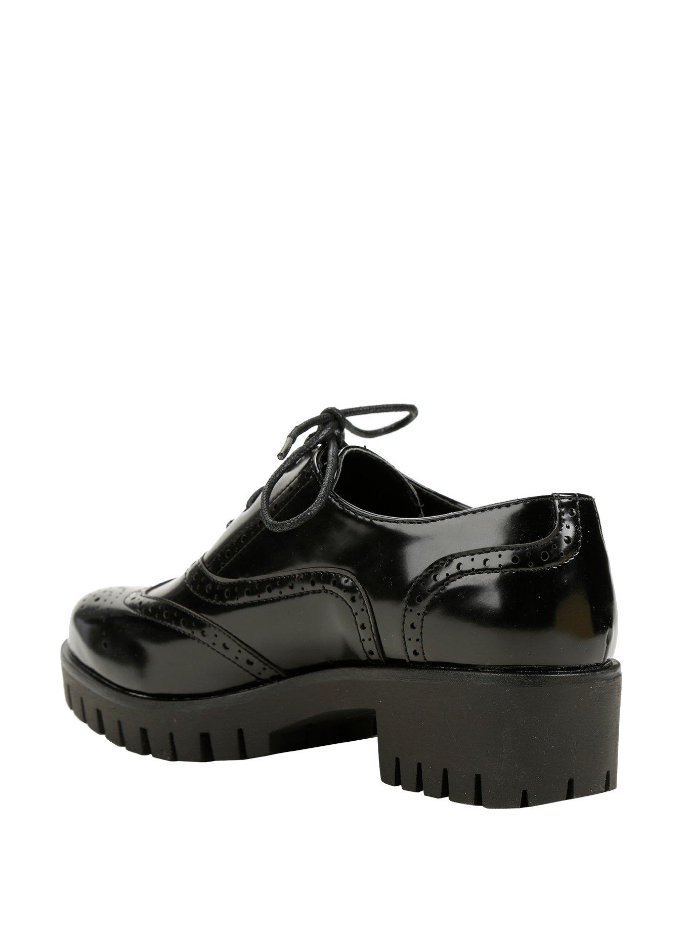 Black Lace-Up Women's Oxfords, , alternate