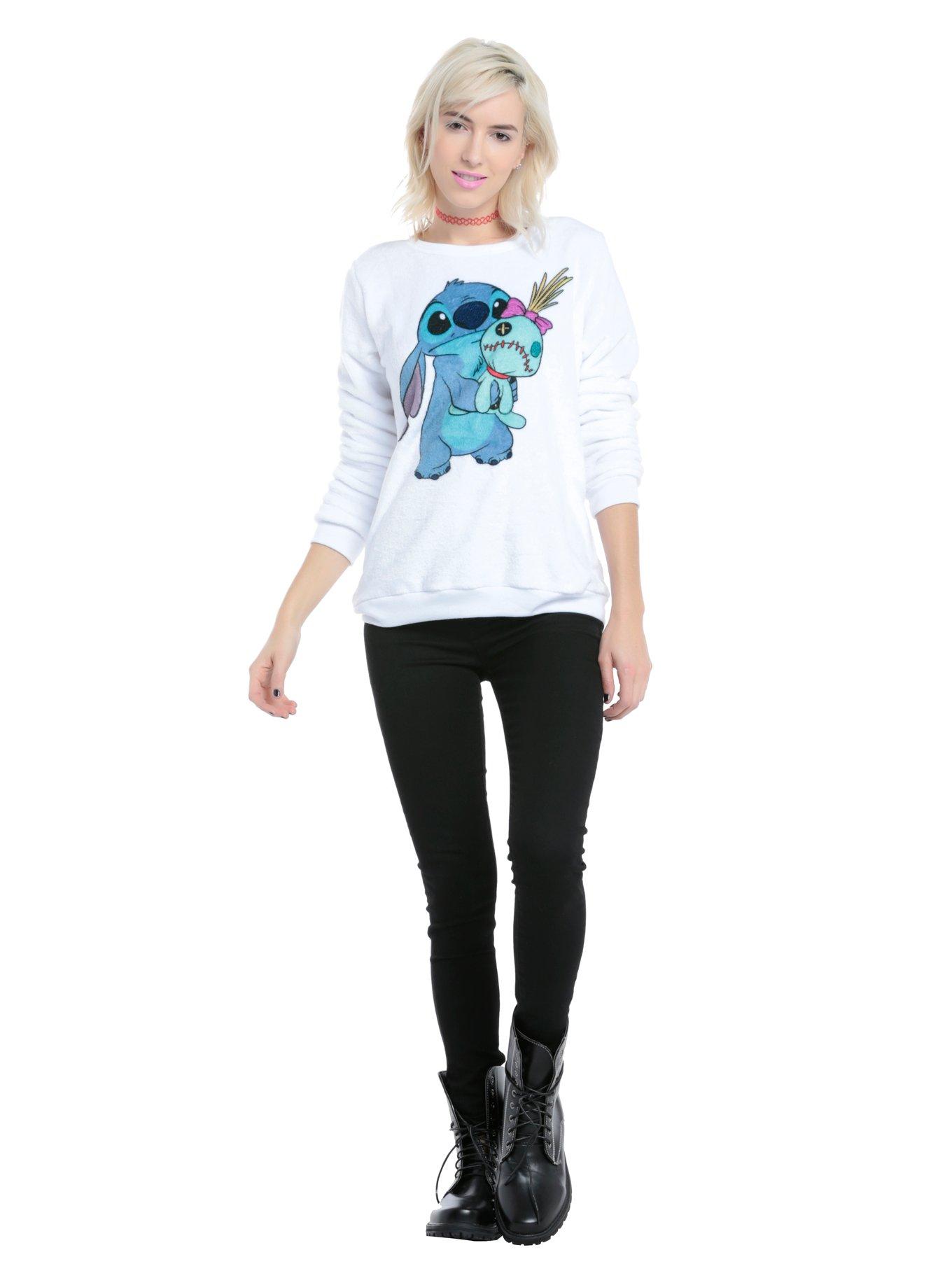 Lilo & Stitch Stitch & Scrump Ohana Girls Fuzzy Pullover Sweater, , alternate