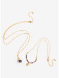 Gold Layer Bead Leaf And Stone Double Necklace, , alternate