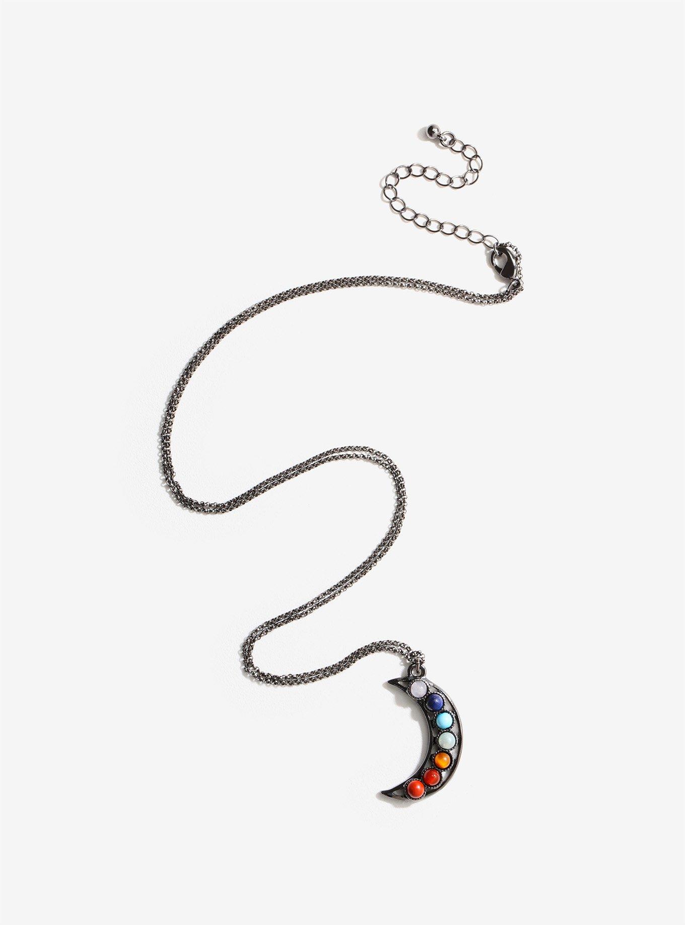 Hematite Moon Chakra Stones Necklace, , alternate