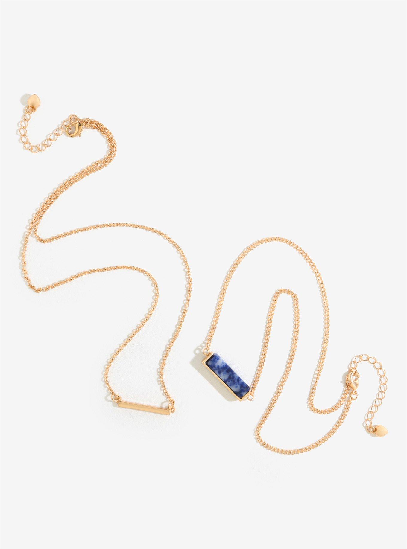 Gold Layer Bolivian Stone Bar Double Necklace, , alternate
