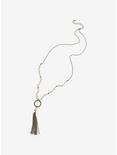 Gold White Chain Tassel Necklace, , alternate
