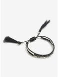 Black And Silver Adjustable Tassel Bracelet, , alternate