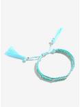Turquoise And Silver Adjustable Tassel Bracelet, , alternate