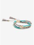 Turquoise Multi-Layer Bead And Tassel Bracelet, , alternate