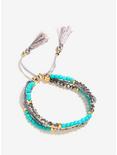 Turquoise Multi-Layer Bead And Tassel Bracelet, , alternate