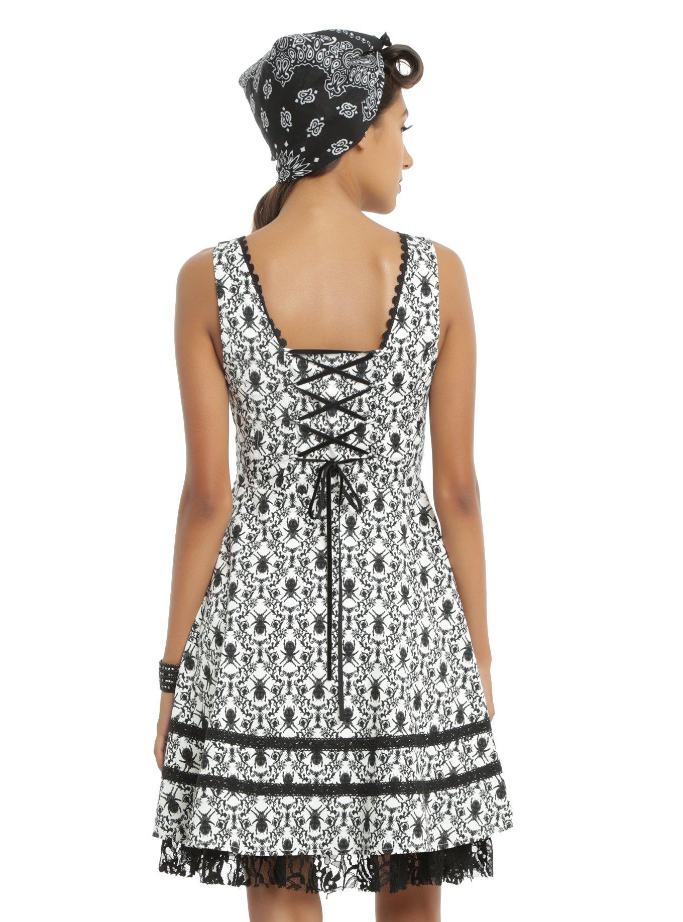 Black & White Spider Damask Dress, , alternate