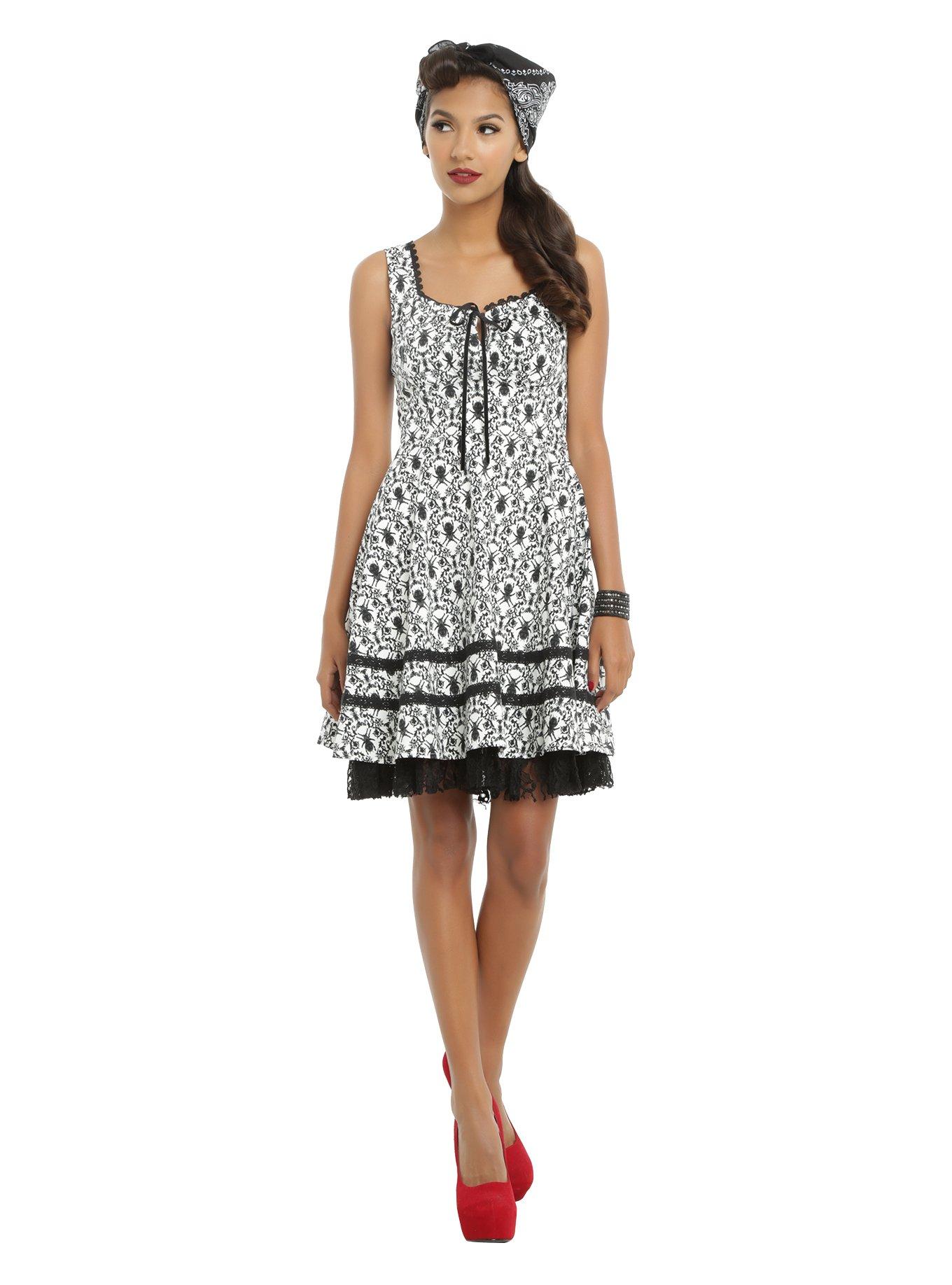 Black & White Spider Damask Dress, , alternate