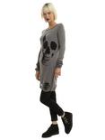Grey & Black Skull Destructed Tunic Girls Sweater, , alternate
