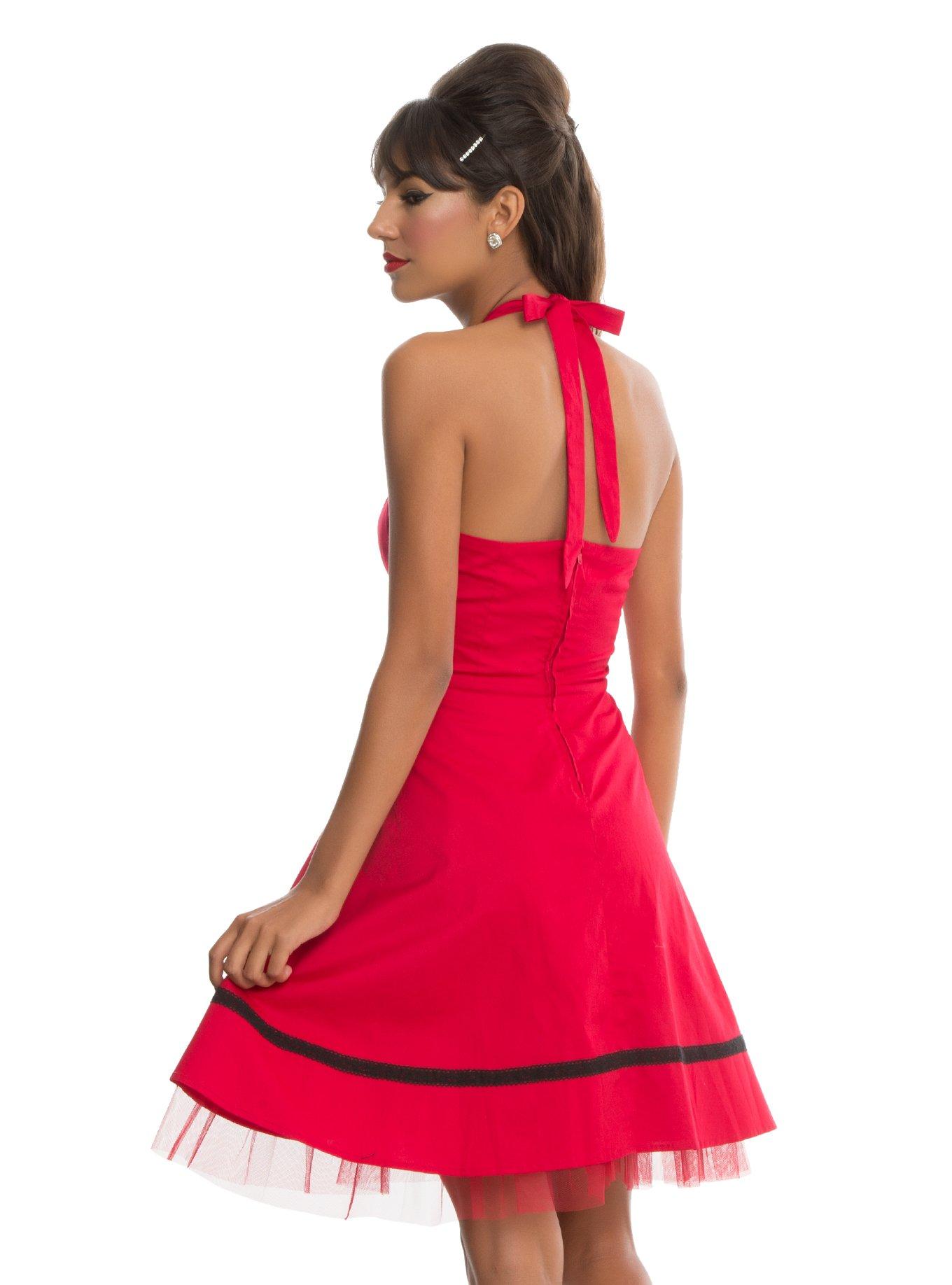 Red Sweetheart Halter Dress, , alternate
