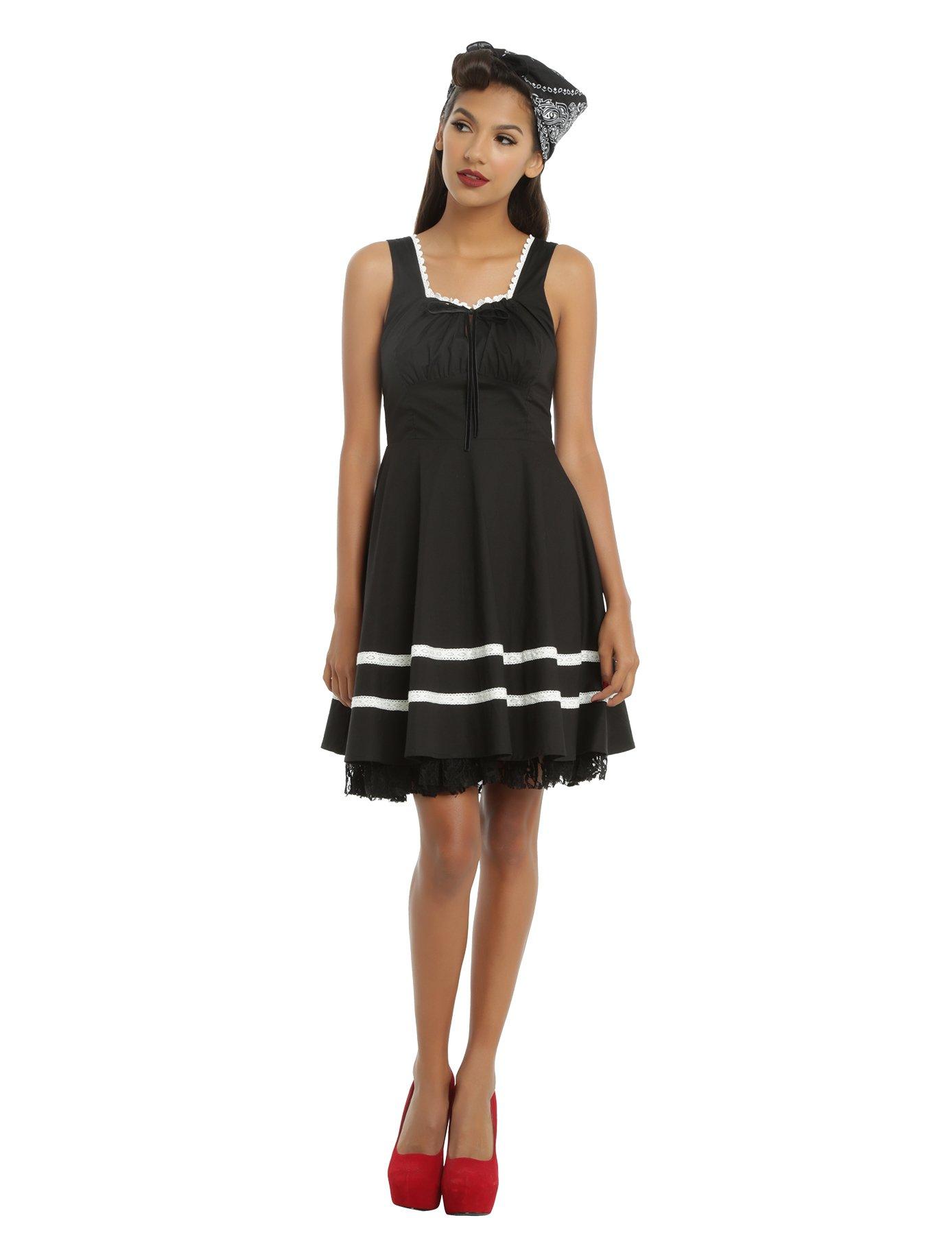 Black & Ivory Fit & Flare Dress, , alternate