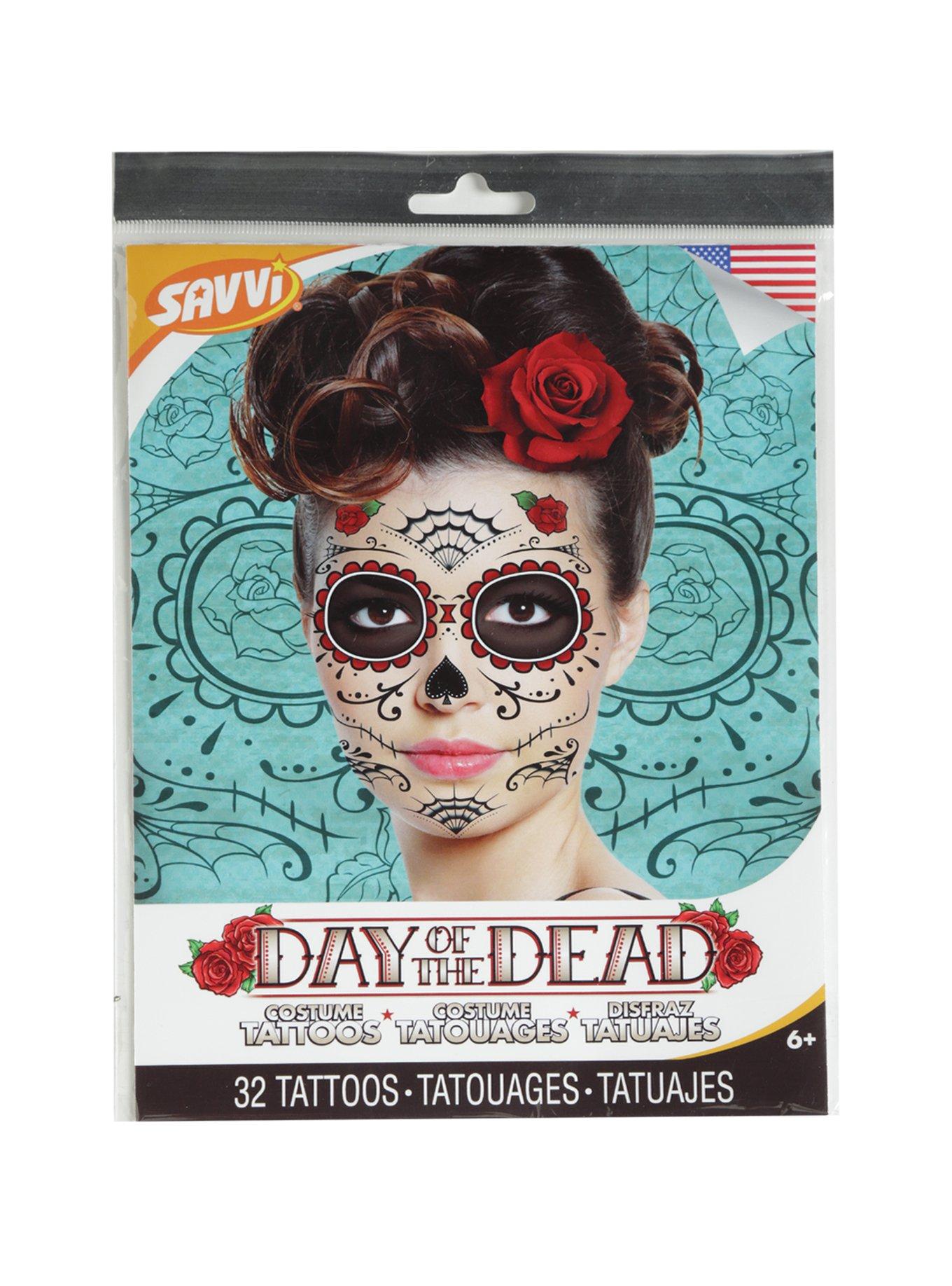 Day Of The Dead Temporary Tattoos, , alternate