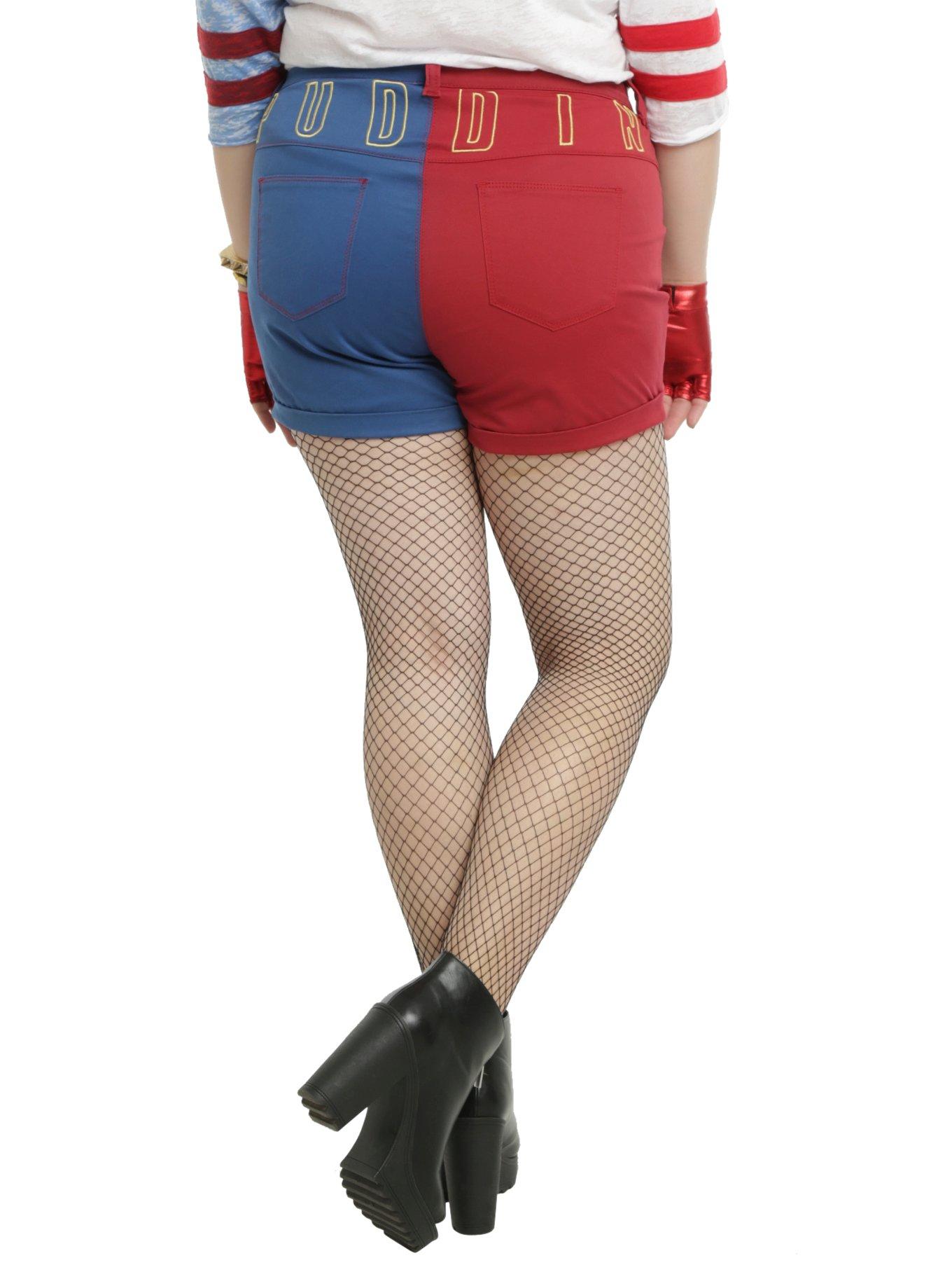 DC Comics Suicide Squad Harley Quinn Lace-Up Split Shorts Plus Size, , alternate