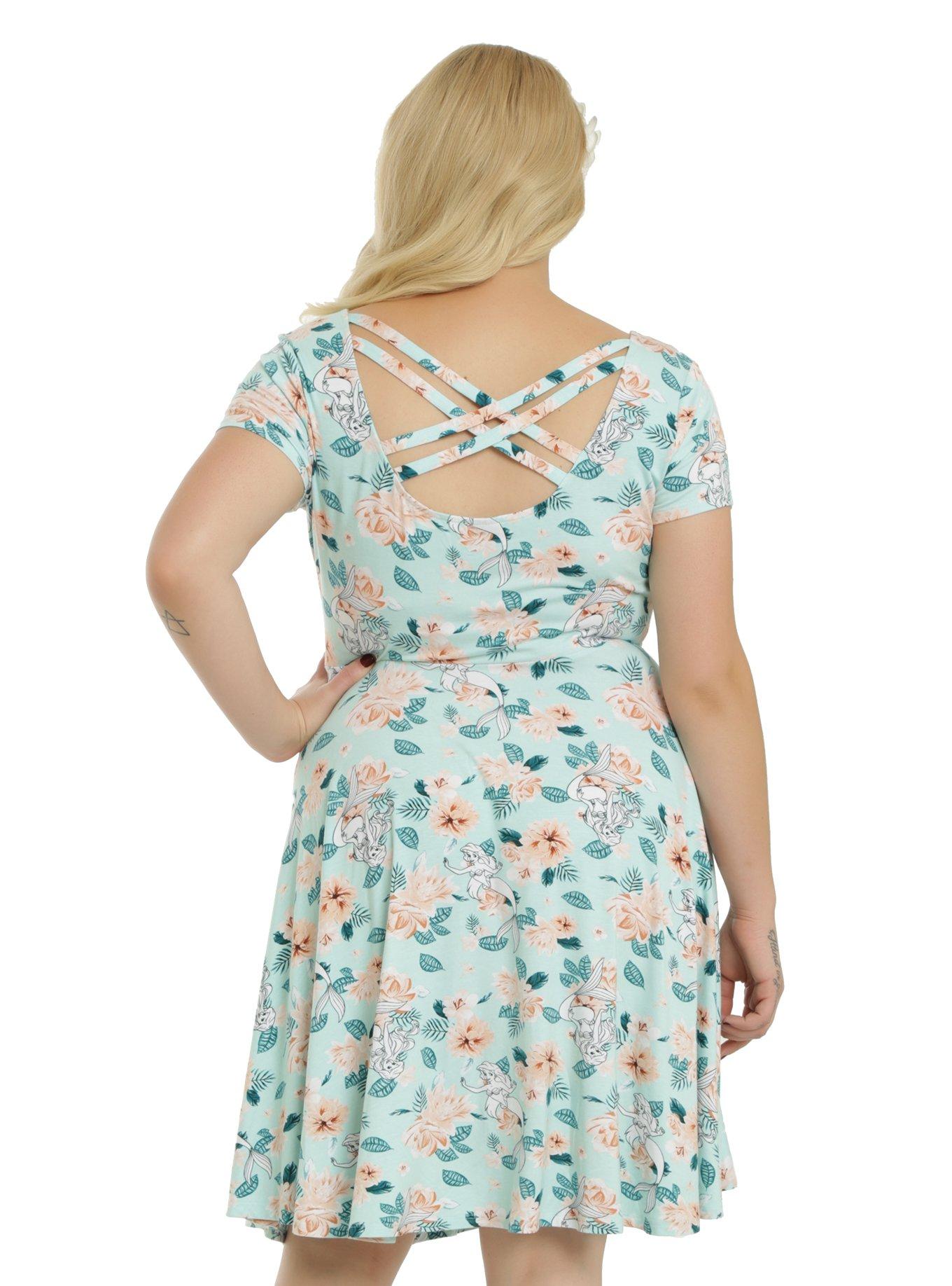 Disney The Little Mermaid Ariel Floral Dress Plus Size, , alternate