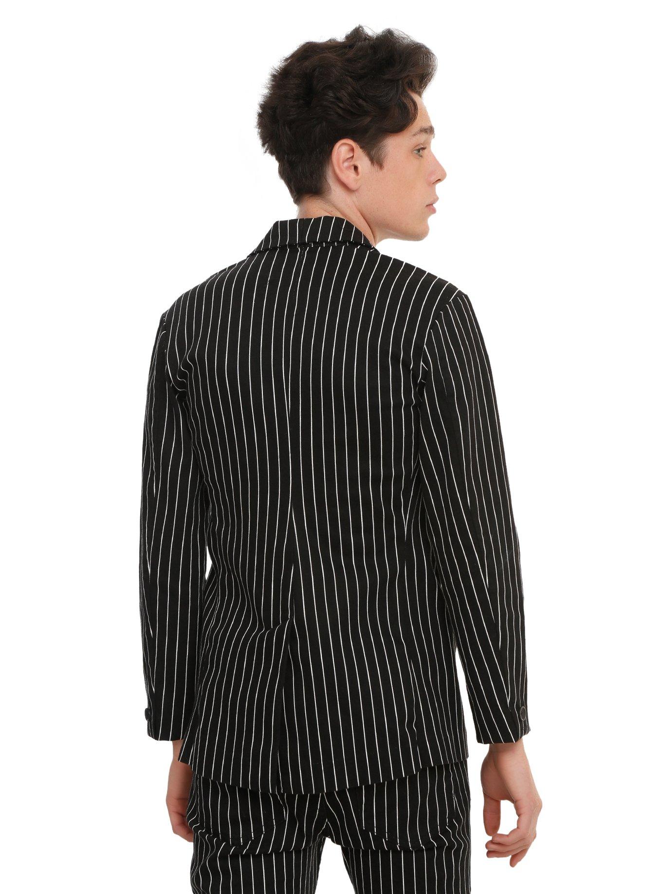 XXX RUDE Black & White Pinstripe Blazer, , alternate