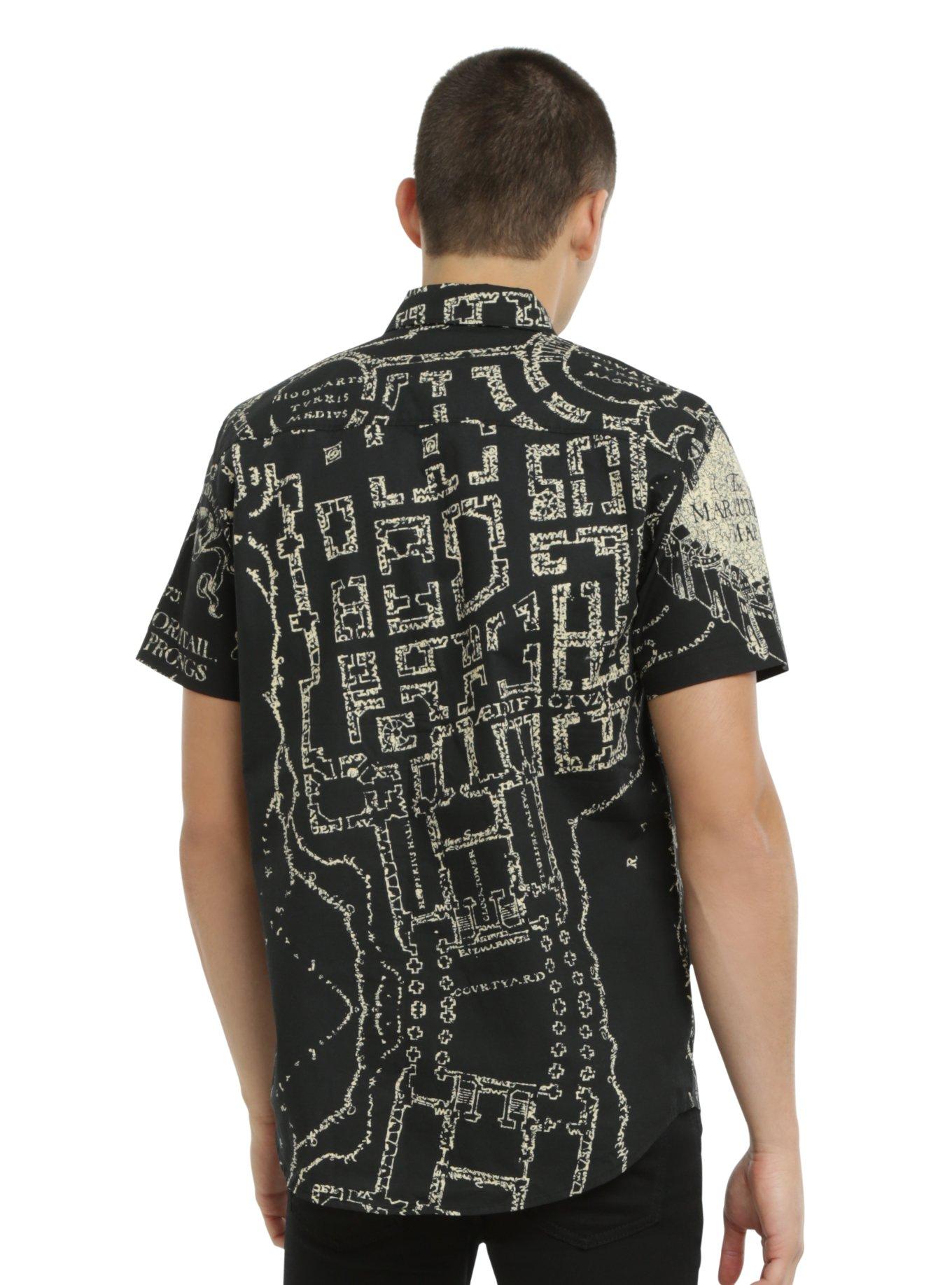 Harry Potter Marauder's Map Short-Sleeved Woven Button-Up, , alternate