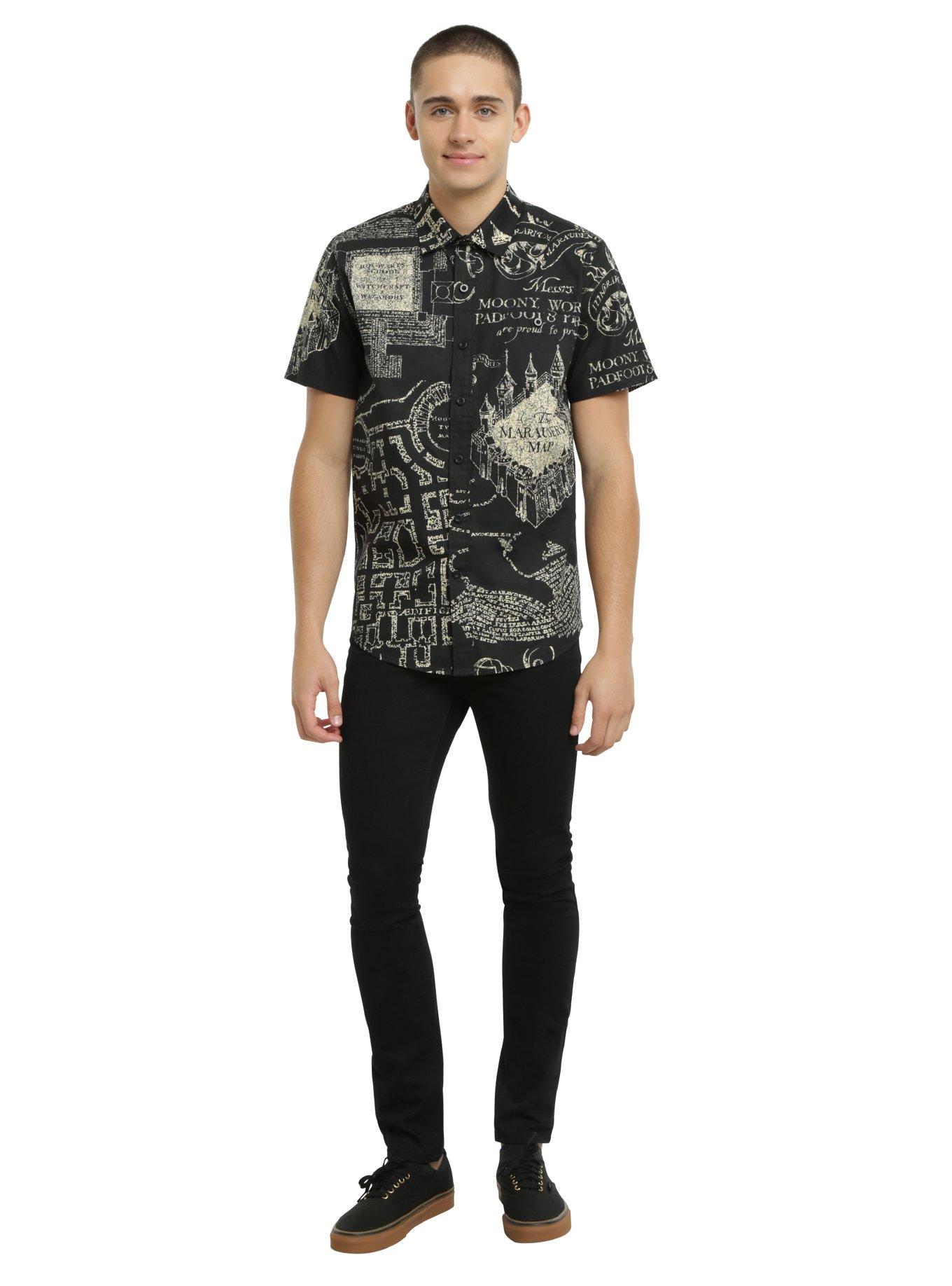 Harry Potter Marauder's Map Short-Sleeved Woven Button-Up, , alternate