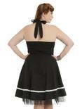 Black & White Lace-Up Halter Dress Plus Size, , alternate