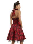 Red & Black Floral Halter Swing Dress, , alternate