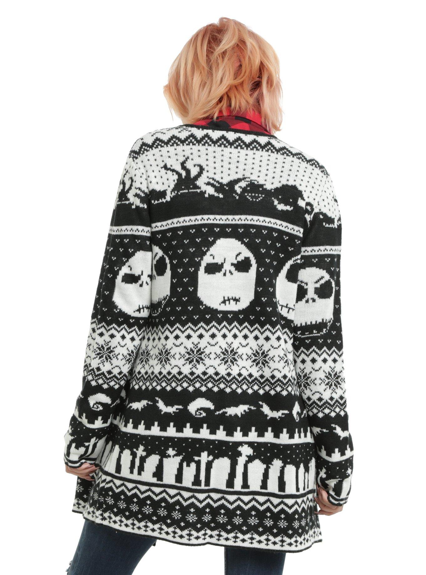 The Nightmare Before Christmas Fair Isle Girls Flyaway Cardigan, , alternate